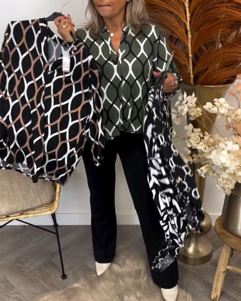 Florina™ - Blouse Décontractée à Manches Longues et Motif Élégant