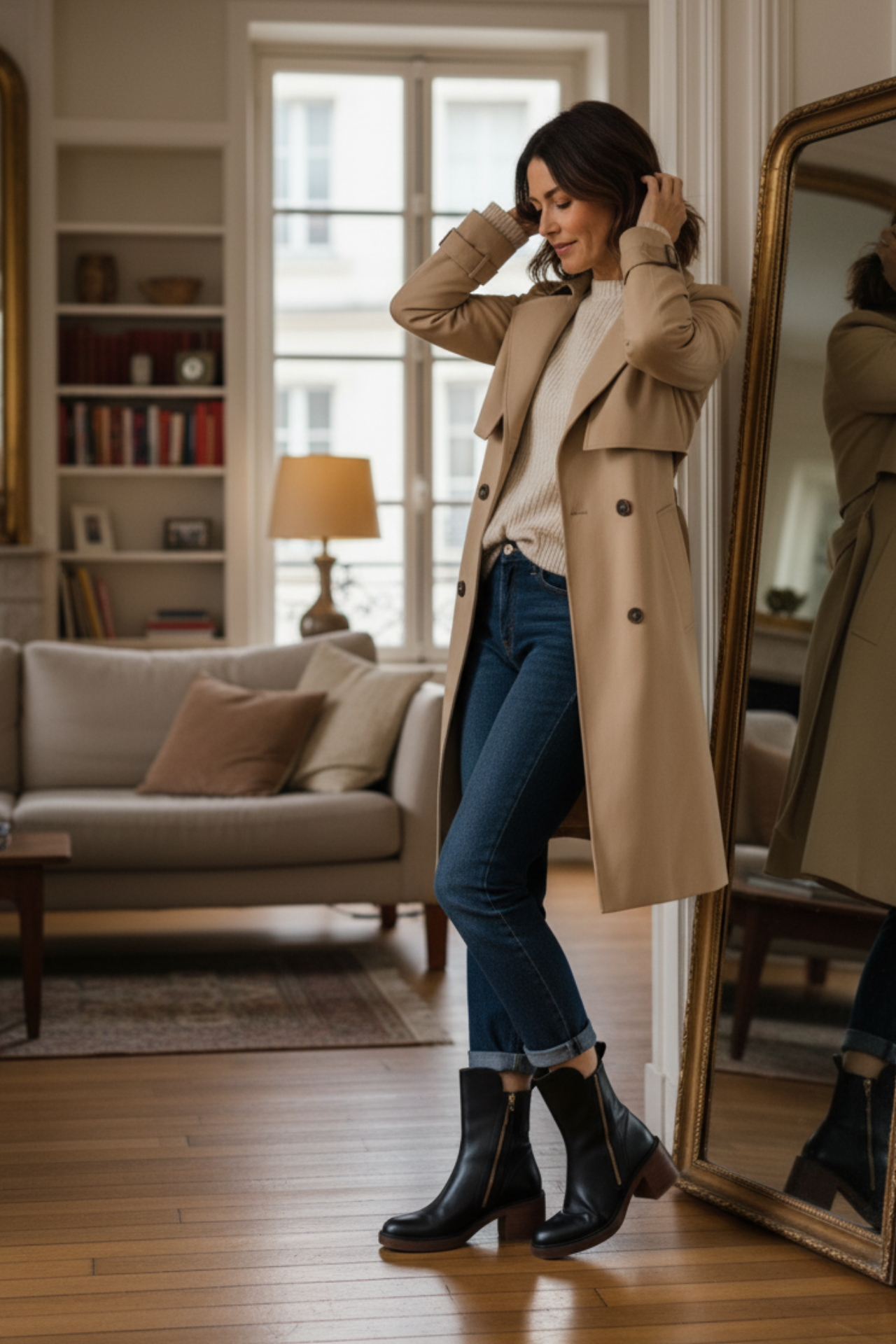 Adèle – Bottines noires en cuir à talon confort, élégantes et intemporelles