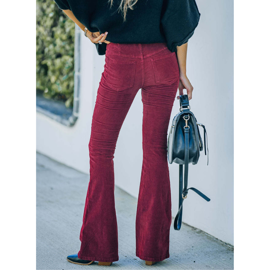 Estelle I Pantalons Flare en Velours Côtelé