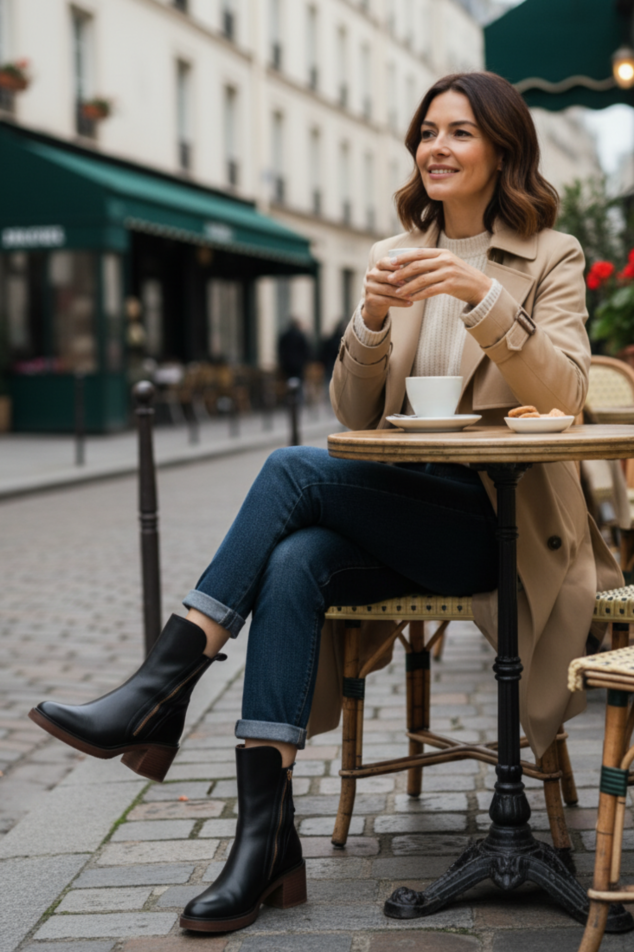 Adèle – Bottines noires en cuir à talon confort, élégantes et intemporelles
