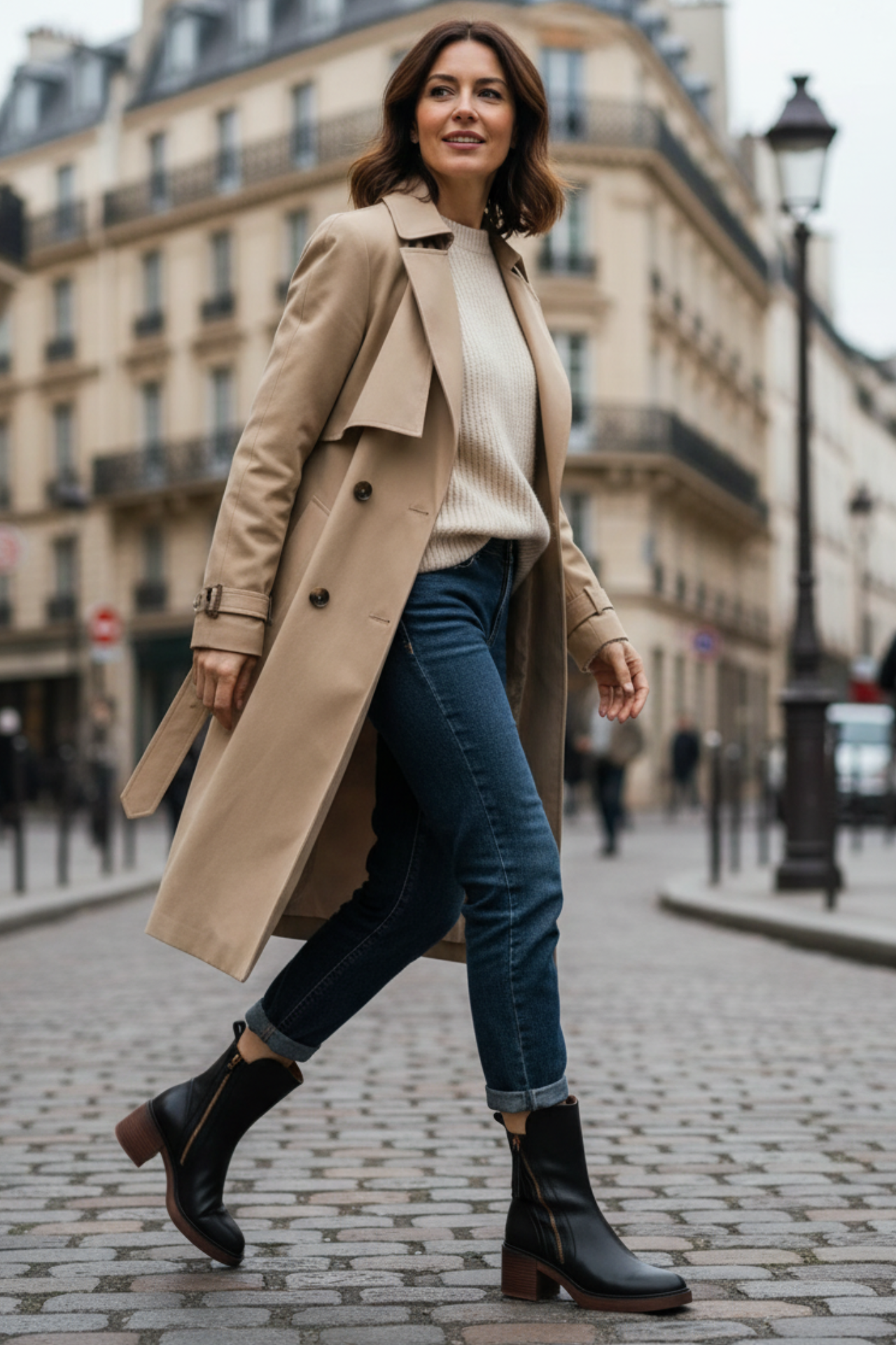 Adèle – Bottines noires en cuir à talon confort, élégantes et intemporelles