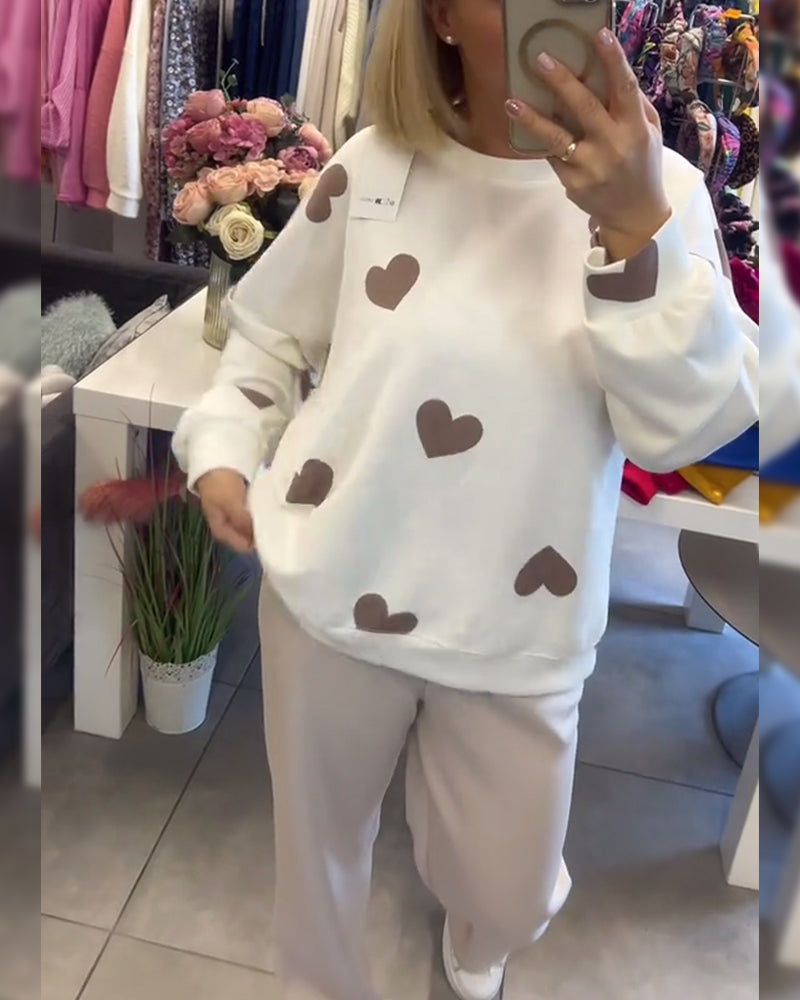 Mireille – Pull en mélange de coton avec des cœurs