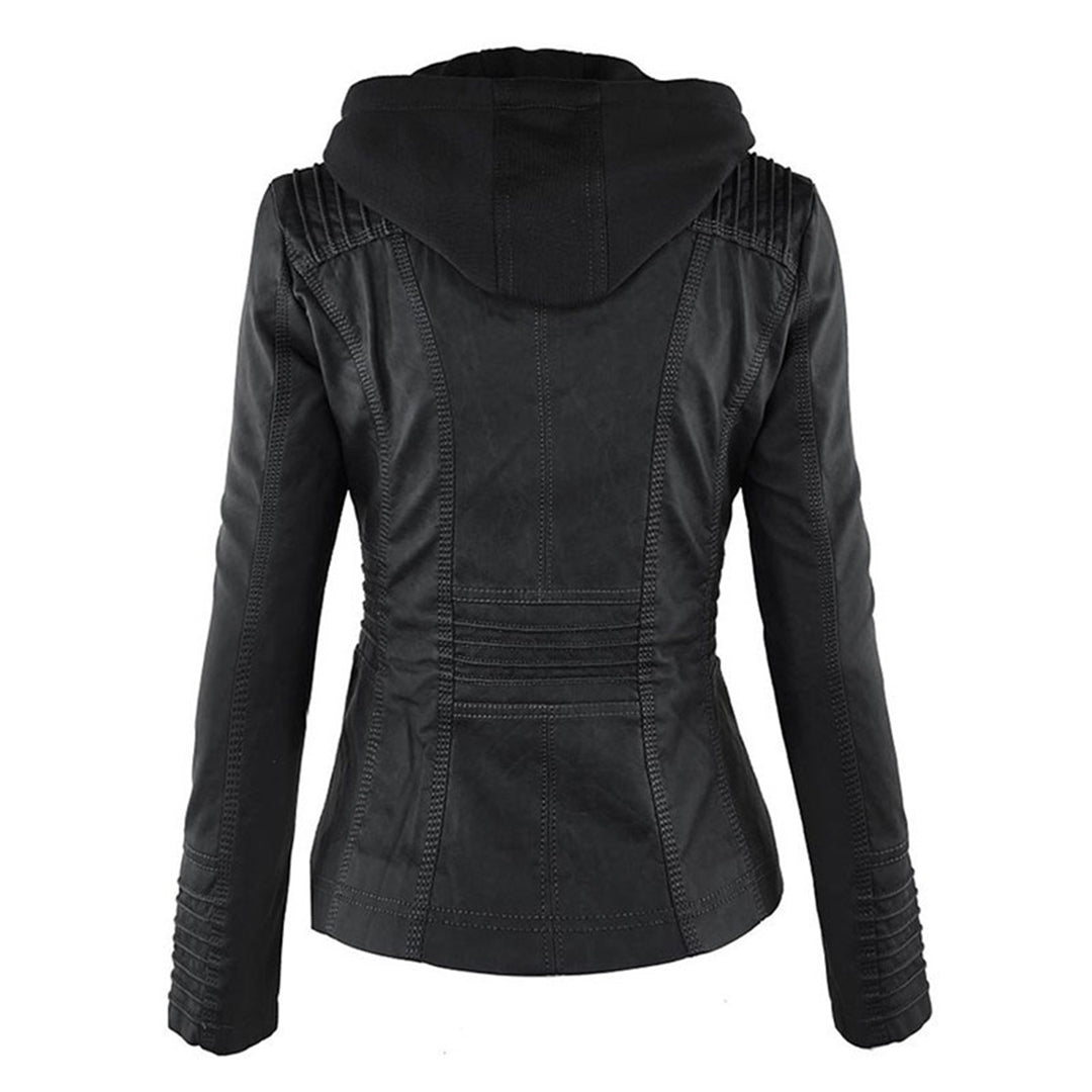 Sylvie | Veste moderne en cuir avec capuche