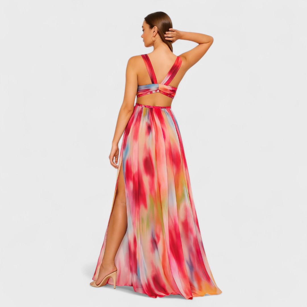 Camille - Robe longue peinte