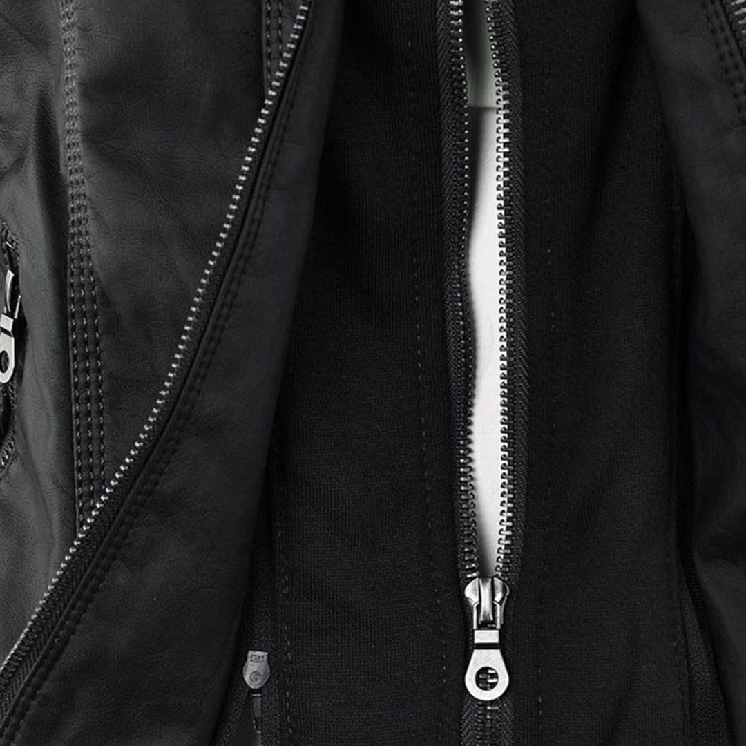 Sylvie | Veste moderne en cuir avec capuche