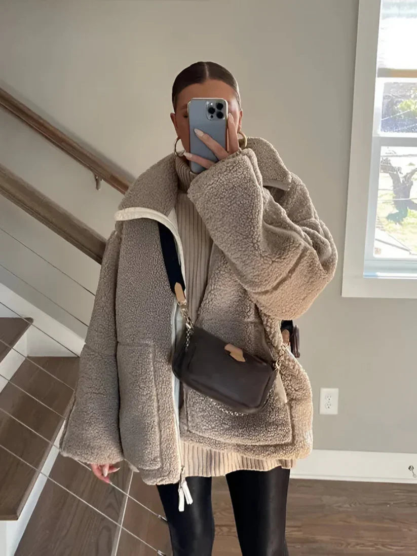 Léana – Manteau en Teddy Doux