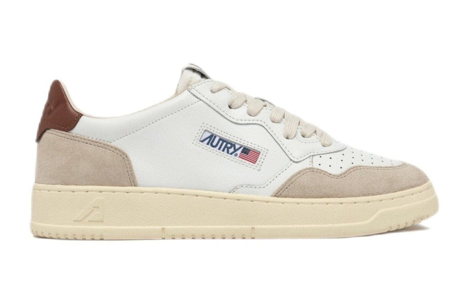 AUTRY - Basket basse Medalist cuir blanc et daim marron