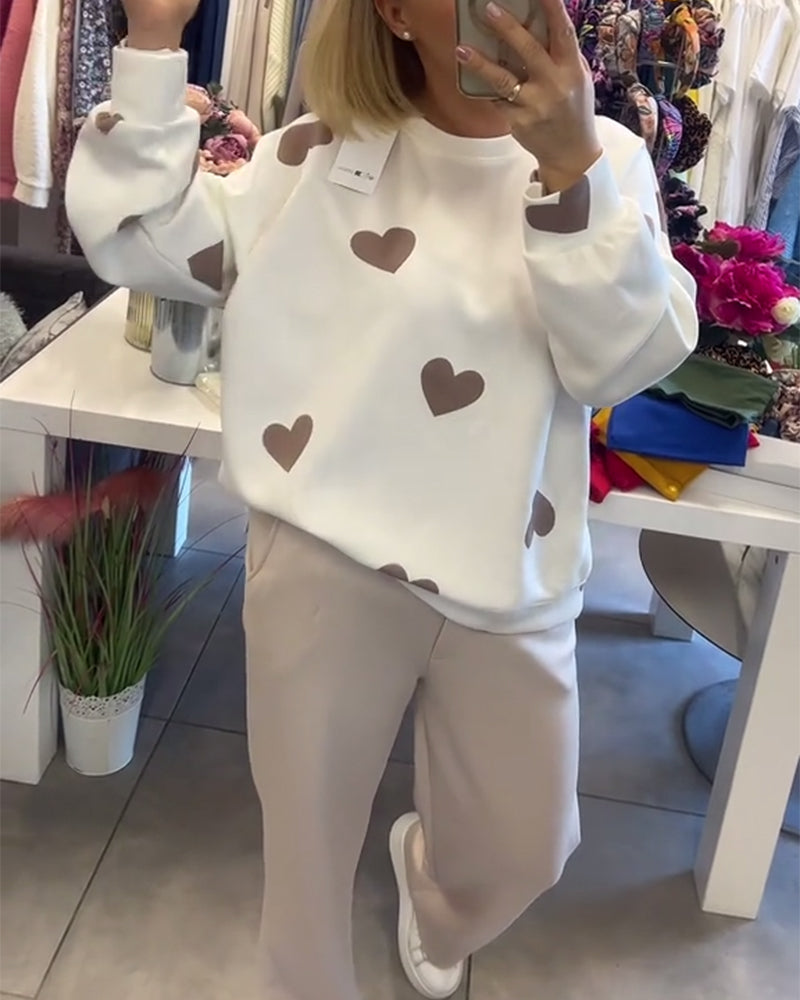 Mireille – Pull en mélange de coton avec des cœurs