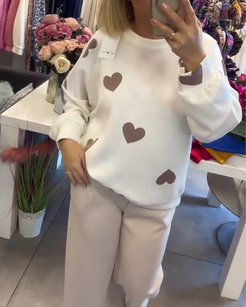 Mireille – Pull en mélange de coton avec des cœurs