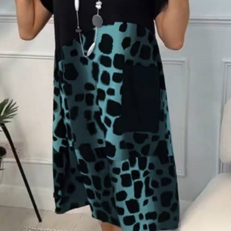 Lisette™ - Robe ample imprimée à col rond et manches courtes