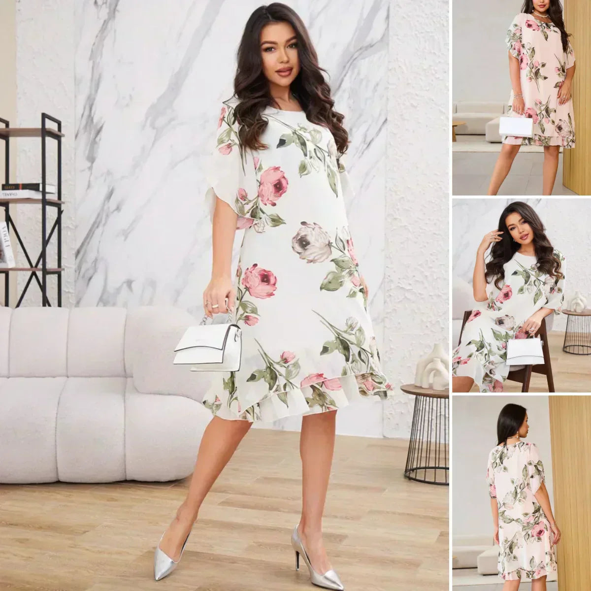 Kalina™ - Robe en mousseline avec pétales de fleurs