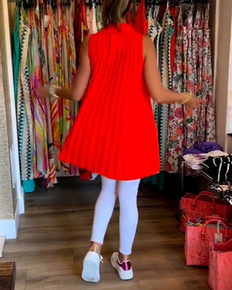 Tahliana™ - Top Sans Manches avec Volants Subtils et Revers Élégants