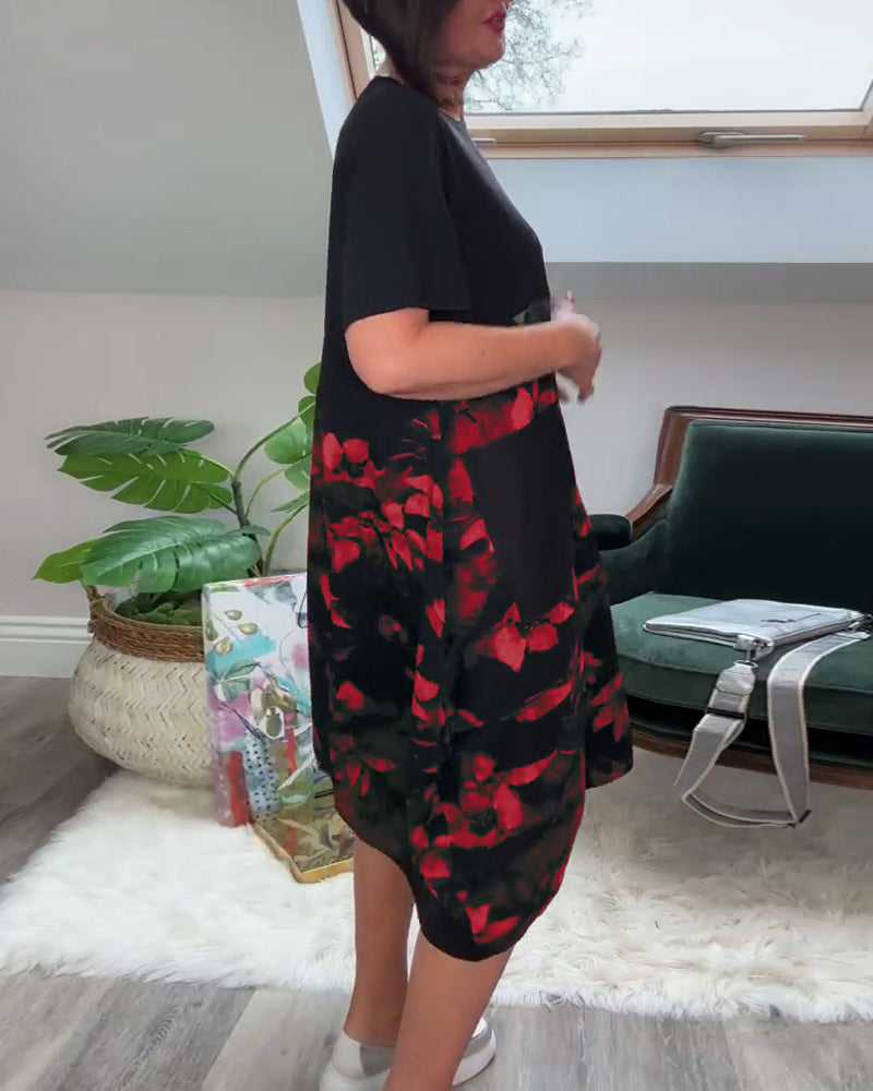 Fien™ - Robe Décontractée Patchwork à Imprimé Fleuri