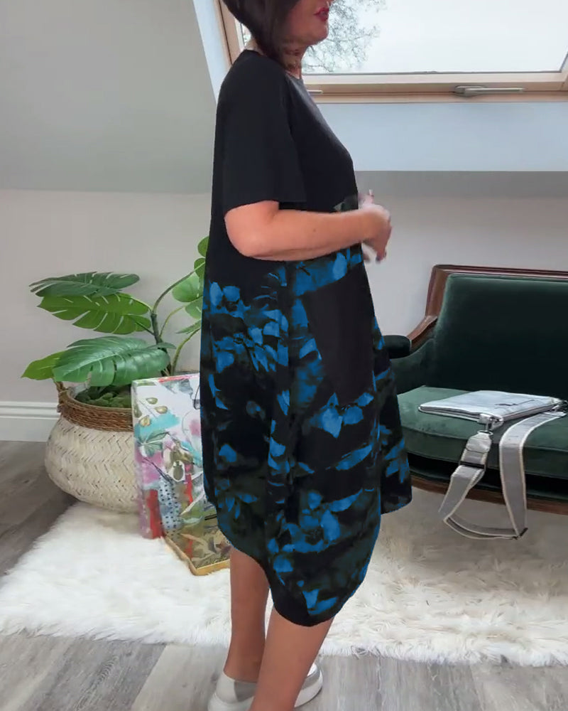 Fien™ - Robe Décontractée Patchwork à Imprimé Fleuri