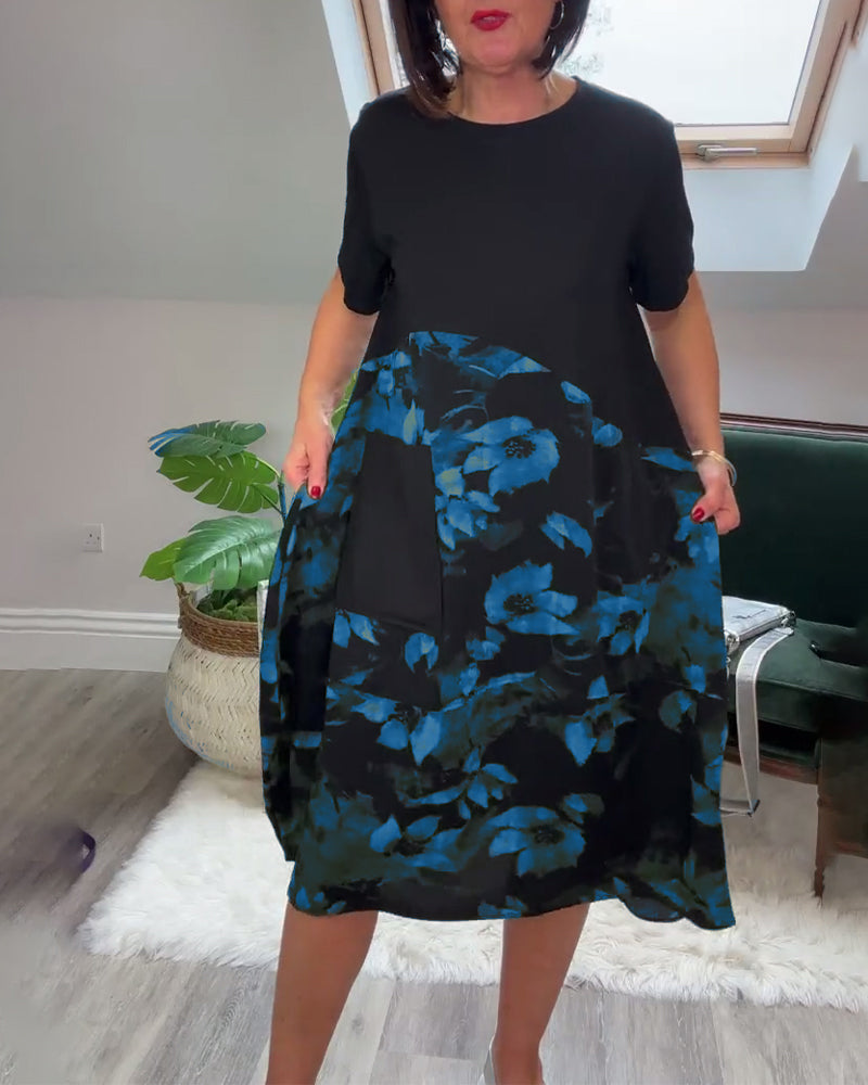 Fien™ - Robe Décontractée Patchwork à Imprimé Fleuri