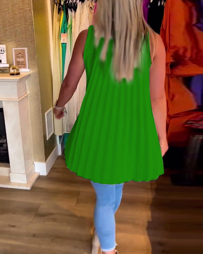 Tahliana™ - Top Sans Manches avec Volants Subtils et Revers Élégants