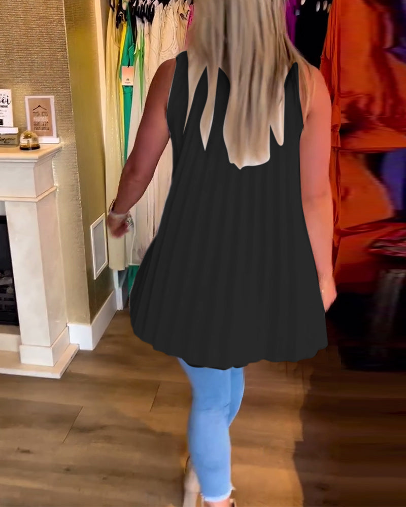 Tahliana™ - Top Sans Manches avec Volants Subtils et Revers Élégants