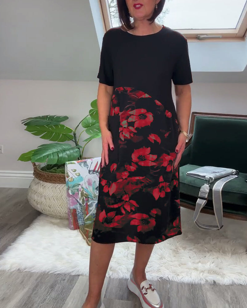 Fien™ - Robe Décontractée Patchwork à Imprimé Fleuri