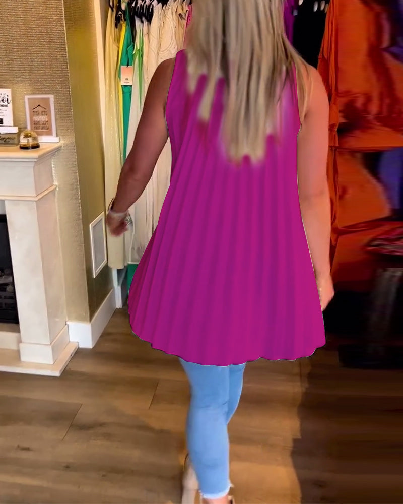 Tahliana™ - Top Sans Manches avec Volants Subtils et Revers Élégants