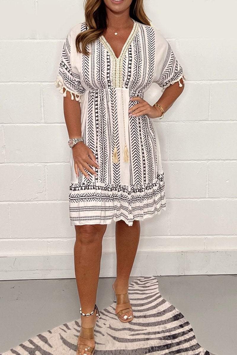 Gail™ - Robe Bohème Vintage à Imprimé Ethnique