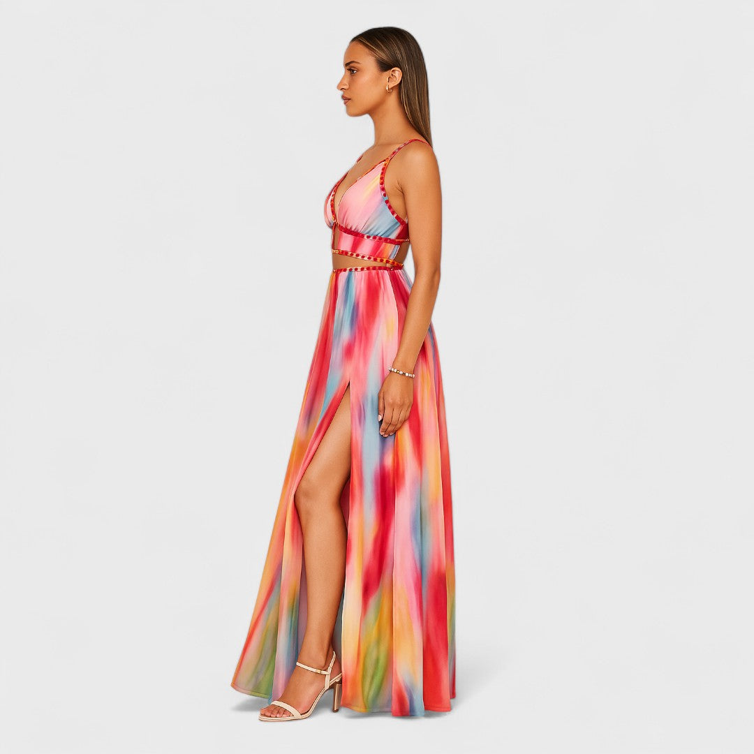 Camille - Robe longue peinte