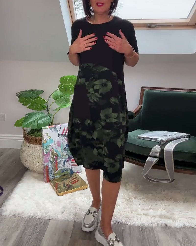 Fien™ - Robe Décontractée Patchwork à Imprimé Fleuri