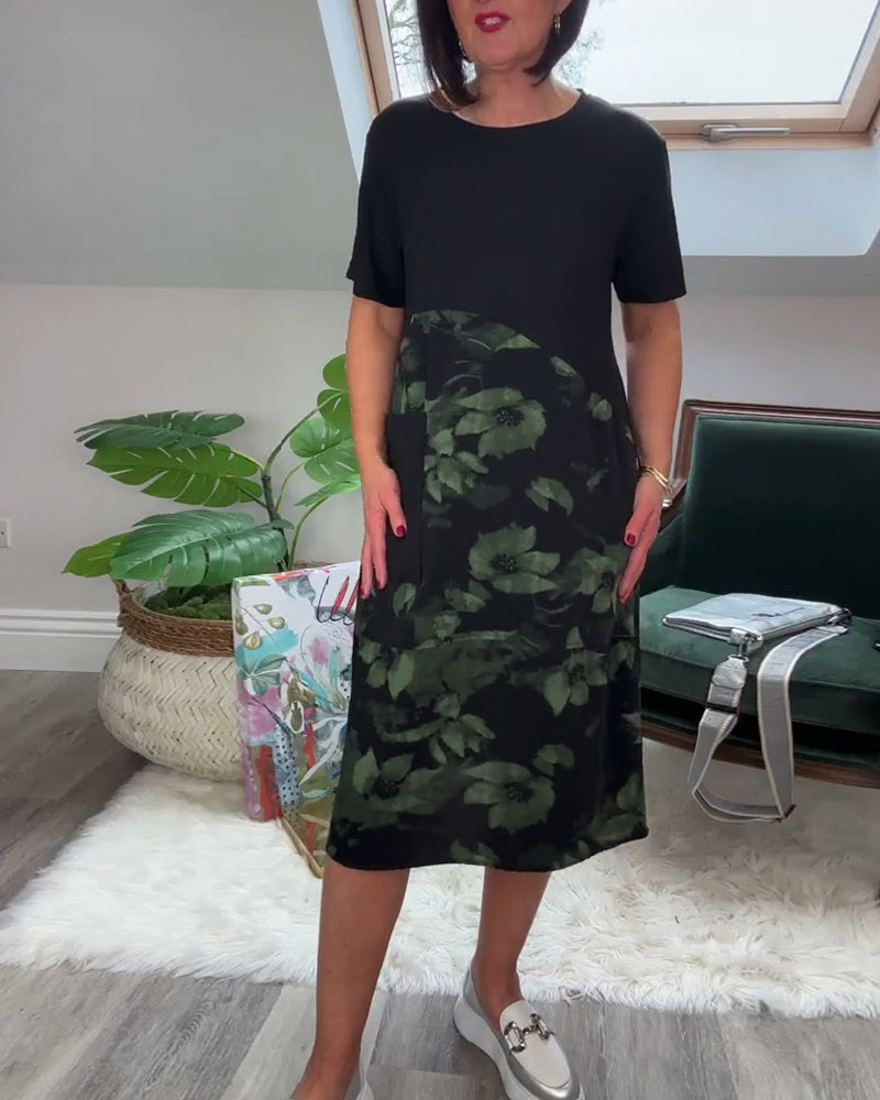 Fien™ - Robe Décontractée Patchwork à Imprimé Fleuri