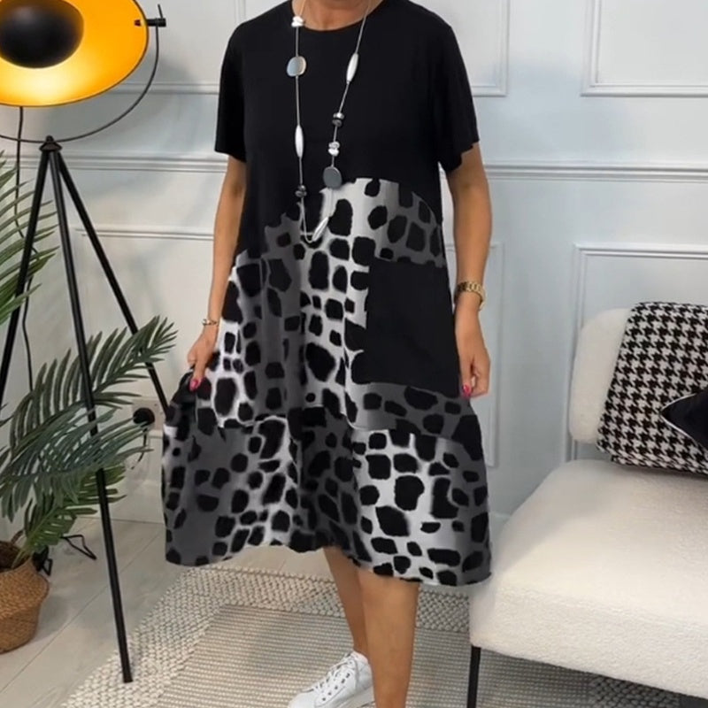 Lisette™ - Robe ample imprimée à col rond et manches courtes