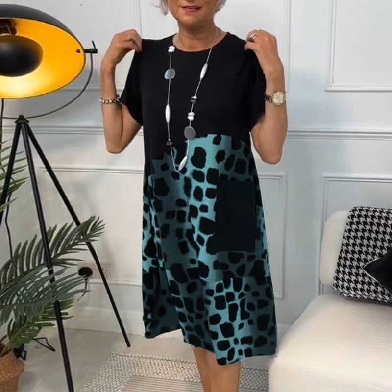 Lisette™ - Robe ample imprimée à col rond et manches courtes