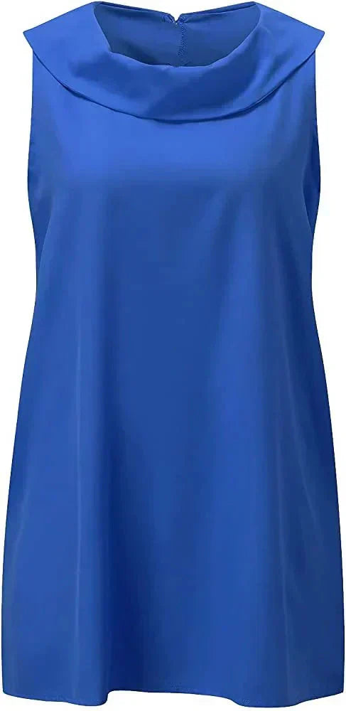 Stella™ - Élégante robe à col montant en coton et lin