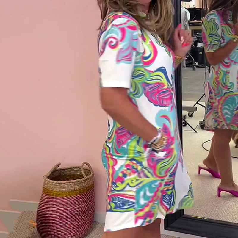 Gianna™ - Robe à Décolleté en V Imprimée Colorée