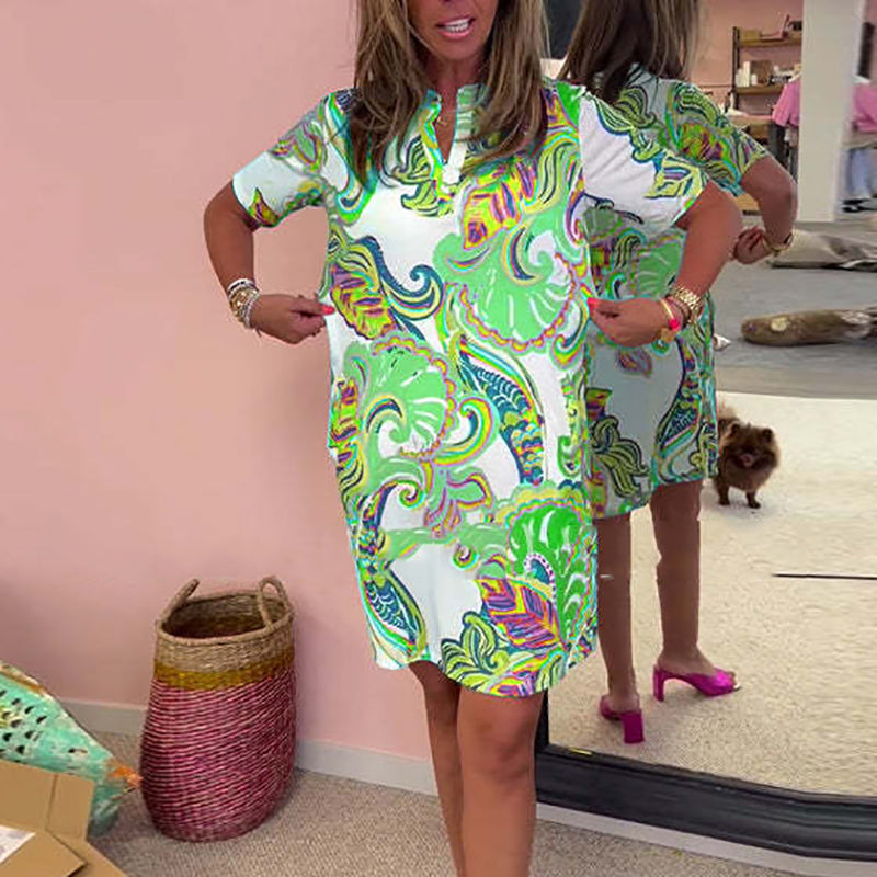 Gianna™ - Robe à Décolleté en V Imprimée Colorée