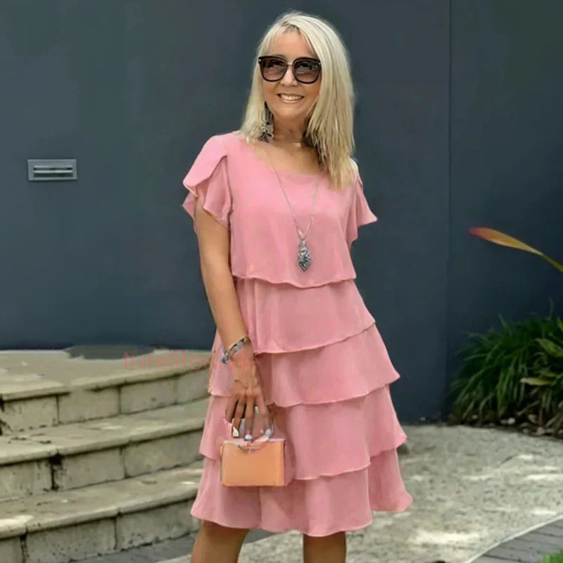 Kiki™ - Robe Femme à Découpe Ondulée et Volants